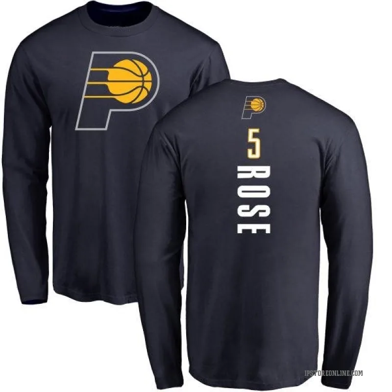 Jalen Rose Men's Navy Indiana Pacers Backer Long Sleeve T-Shirt