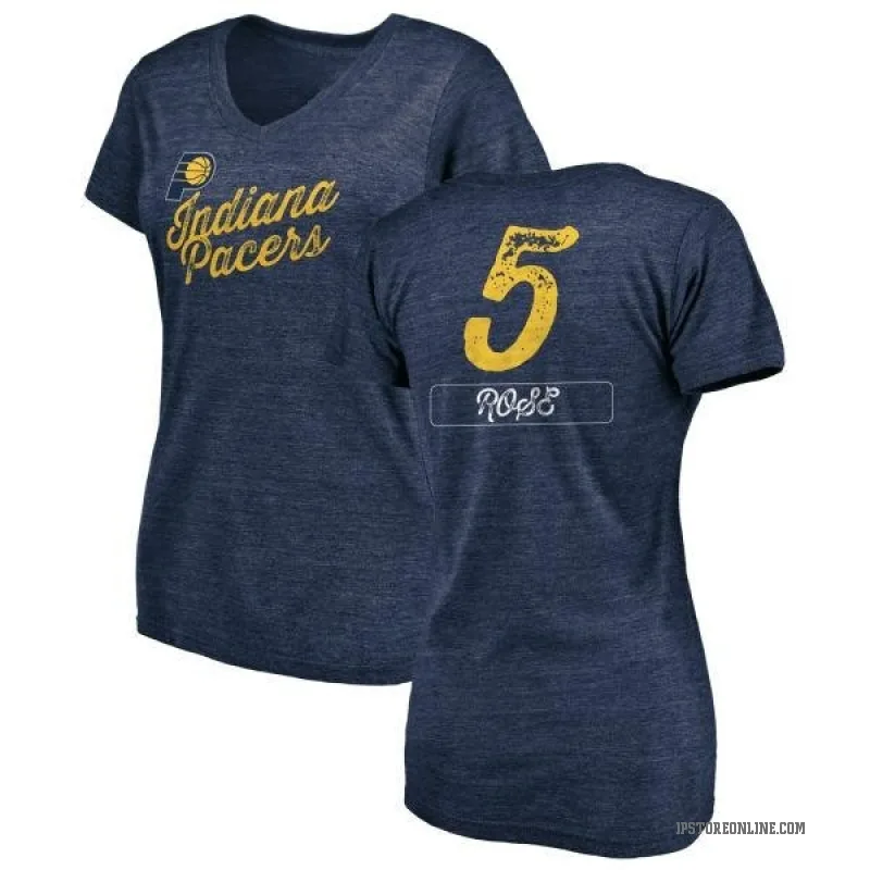 Jalen Rose Women's Navy Indiana Pacers Sideline V-Neck T-Shirt