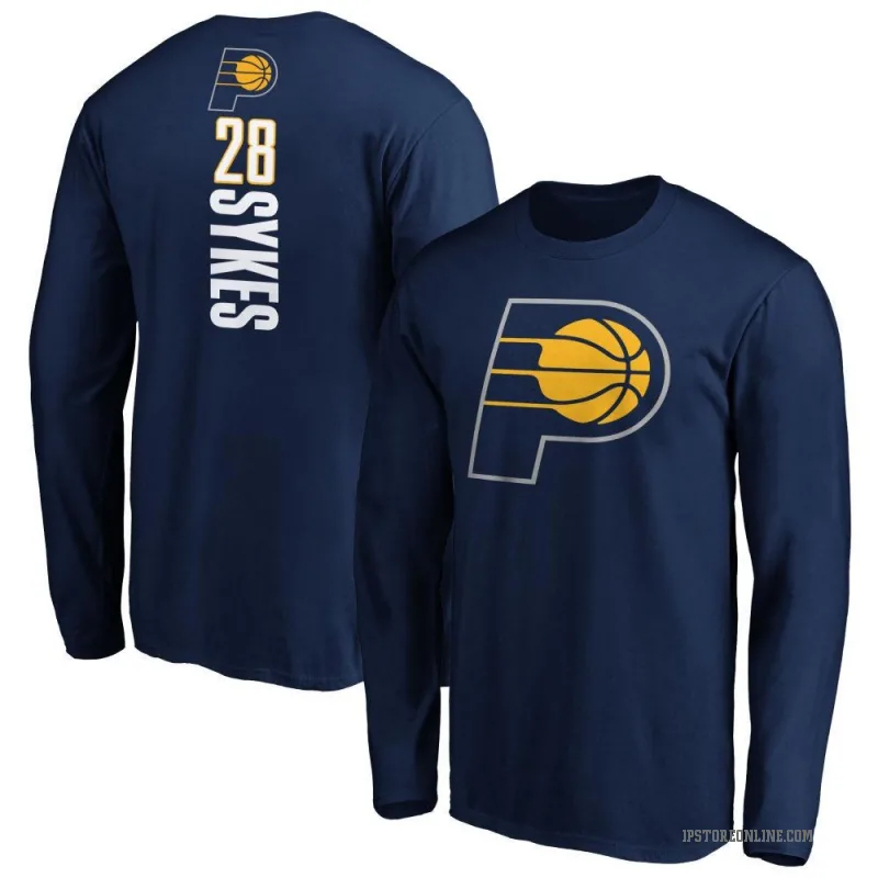 Keifer Sykes Men's Navy Indiana Pacers Backer Long Sleeve T-Shirt