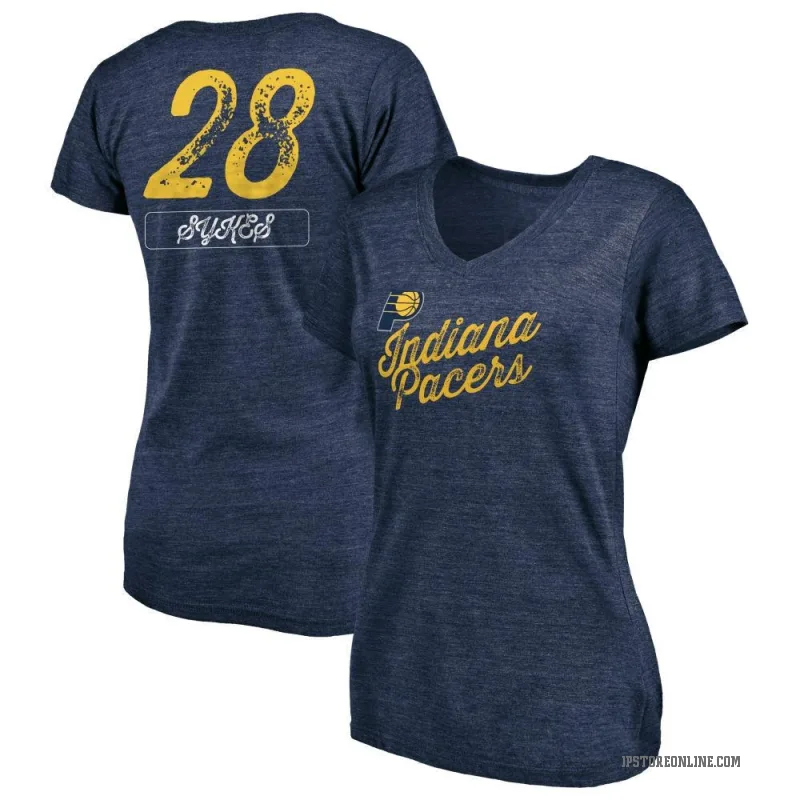 Keifer Sykes Women's Navy Indiana Pacers Sideline V-Neck T-Shirt